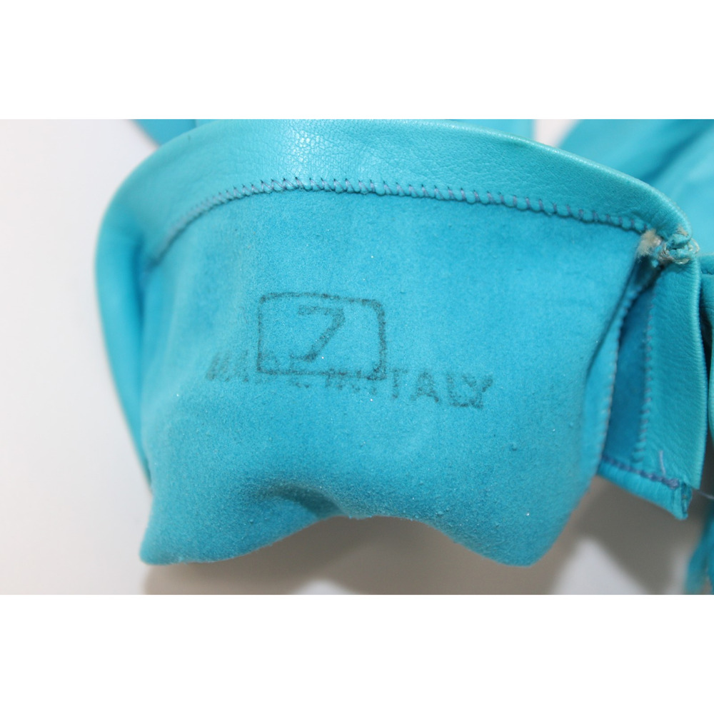 Vintage Women's Teal Turquoise Leather Gloves Size 7 Made in Italy - Picture 5 of 7